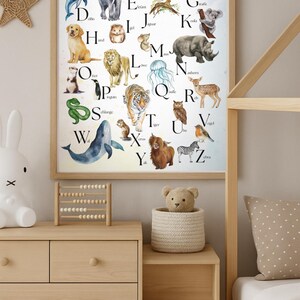 Póster Animales Letras del Alfabeto A2 Habitación Infantil - Póster Din A2 (vertical)