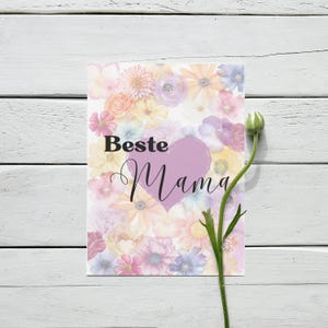 Cartão de Dia das Mães Melhor Mãe Dia das Mães Flores Coração