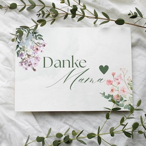 Merci maman Carte de fête des mères Fleurs