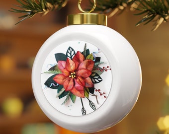 Poinsettia Christmas Ball Ornament