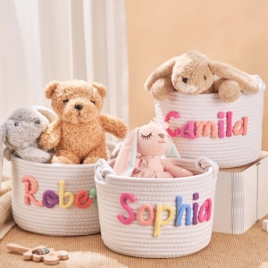 Personalized Baby Basket, Baby Shower Gift Basket, Rope Cotton Gift Basket, Storage Basket, Newborn Gift, Handmade Candy Basket, Toy Basket