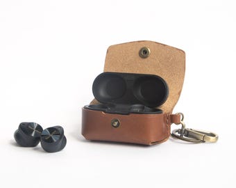 Technics EAH-AZ80 Leather Case – Handmade Personalized Leather Earbud Case with Clip | Minimalist Tech Accessory | Gift for Audio Enthusiast