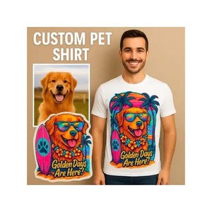 Custom Pet T-Shirt – Your Pet as a Fun Cartoon or Realistic Portrait, Ready to Print on Any Shirt!