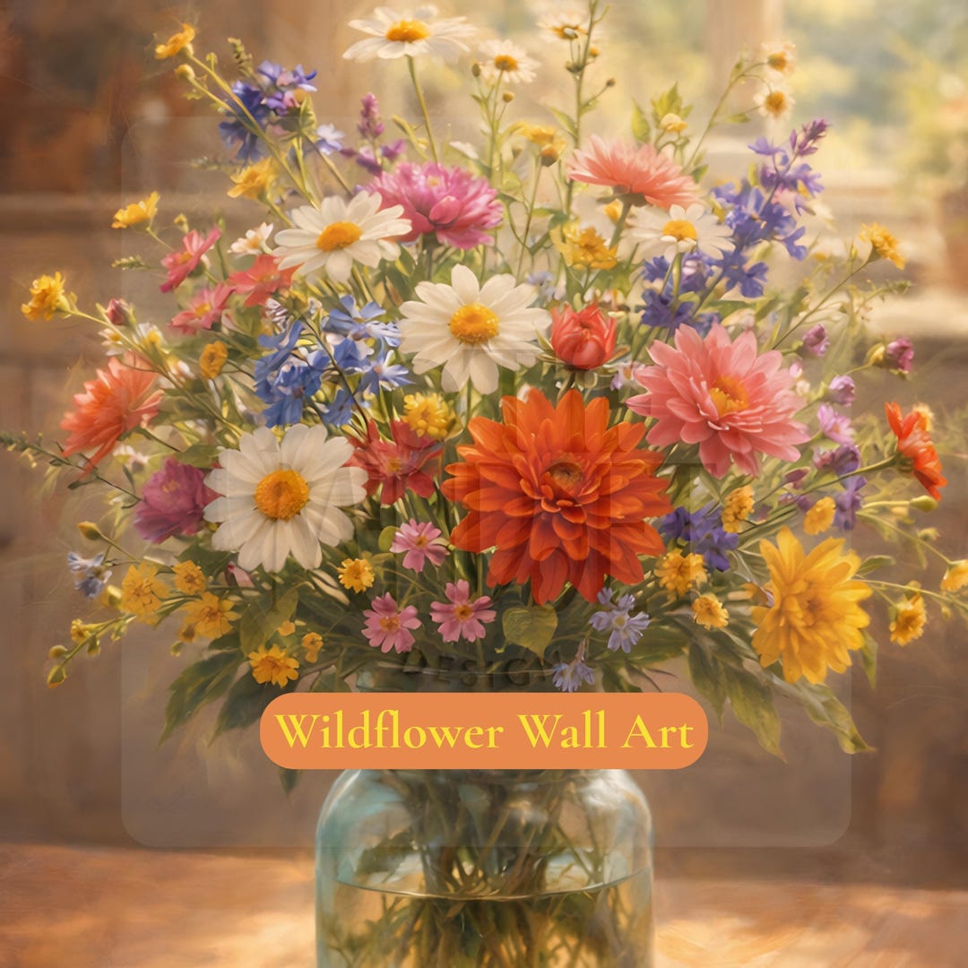 Rustic Wildflower Wall Art | Printable Classic Farmhouse Decor ...