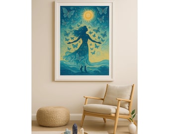 Butterfly Metamorphosis, Meditation Room Art: Ethereal Goddess Print(Digital Download)