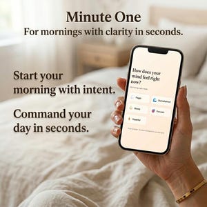 Morgonrutin Mental återställningsapp | Minute One | 60-sekunders minimalistiskt produktivitets-/fokusverktyg