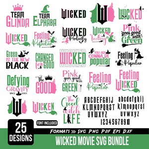 Wicked Film SVG, Wicked Vintage Emblem SVG, Ich bin Wicked Veränderung für Gutes svg, Wicked Pink und Grün Png, Wicked Png, Hexe Clipart.