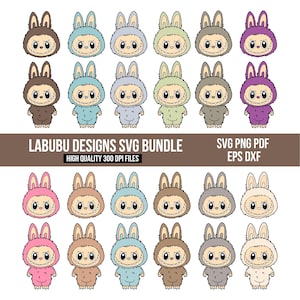 Labubu Designs SVG Bundle, Labubu Clipart, Labubu PNG, Cute Labubu Vector, Cartoon Character SVG, Cricut Cut Files, Digital Download