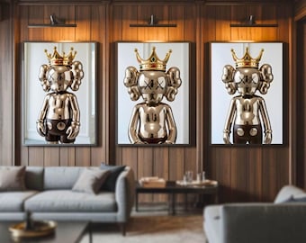 Golden KAWS Crowned Character Art Print Set (Digital Download)