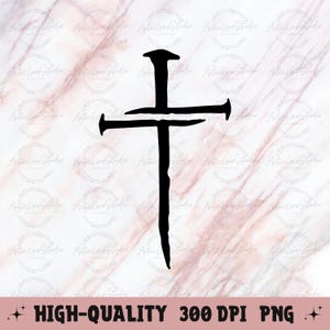 Cruz de clavos PNG, Cruz de clavos PNG, Silueta de cruz de clavos, Cruz de Pascua, Fe, Diseño de camiseta, Sublimación, Descarga digital, 300 DPI Png
