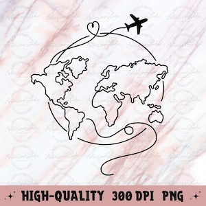 Reizen wereldkaart png, Mapamundi png, minimalistische wereldkaart png, ronde kaart lijntekeningen png, wereldkaart avontuur, Cricut, Instant Download, png