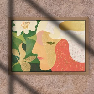 Abstract Woman Floral Art Print: Modern Colorful Wall Decor