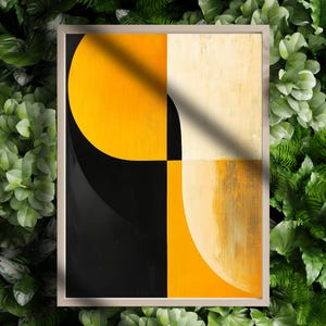 Schwarz Gelber Geometrisch Giclée Print: Moderne abstrakte Kunst