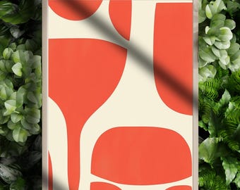 Abstract Red Shapes Art Print: Modern Giclée Gallery Poster