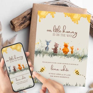Winnie the Pooh Baby Shower Invitation: Hunny Bee Theme (Digital Download)