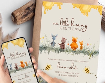 Babypartyeinladung Winnie Puuh: Hunny Bee Design (Digitaler Download)