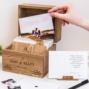 Wooden Keepsake Wedding Memory Box, Custom Advice And Wishes Guest Book, Wedding Photo Box, 5th Anniversary Gift