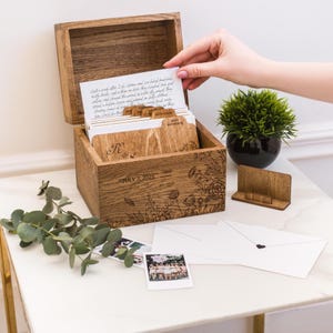Caja de recuerdos de boda, caja para tarjetas y fotos, libro de visitas alternativo, regalos y artículos esenciales para bodas.