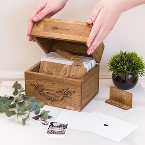 Caja de recuerdos de madera, libro de visitas alternativo para recuerdos de boda, regalo de boda personalizado para pareja o regalo de quinto aniversario.