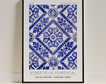Pôster de Azulejos – Arte de Parede com Azulejos de Lisboa | Impressão de Portugal | Download Digital para Imprimir