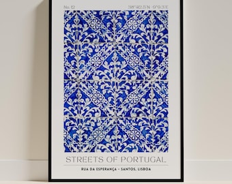 Cartaz de Azulejos – Arte de Parede com Azulejos de Lisboa | Impressão de Portugal | Download Digital de Cartaz para Impressão