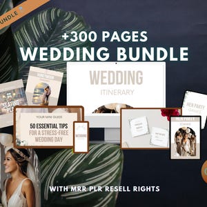 Digitaler Hochzeitsplaner PLR - Canva Template MRR Bundle - Komplette Einladungen Reiseplaner Spiele Mappe - DYI Kit Kommerzielle Nutzung Schneller Download
