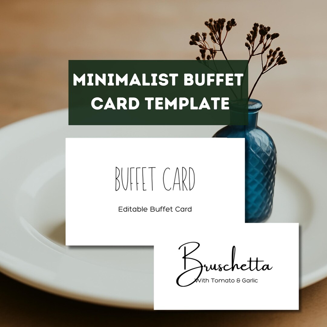 Wedding Table Tent Cards | Minimalist Buffet Template | Neutral Food ...
