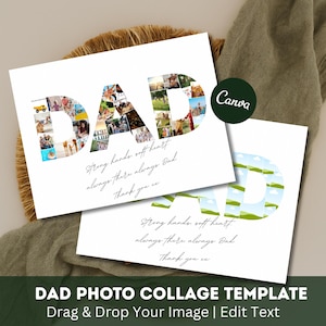 Collage fotografico personalizzato per papà, cornice per la festa del papà modificabile con Canva, ricordo stampabile, regalo sentimentale, download digitale