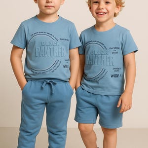 3-Piece Baby Boy Summer Set | Blue Cotton Shorts, T-Shirt & Joggers , 2T Toddler Outfit , 95% Cotton 5 Elastane , Comfy Stylish Gift