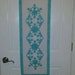 Quilted table runner kit. Christmas table runner kit. Appliqué snowflake table runner kit. Fairy Frost Fabric. Holiday table runner kit.