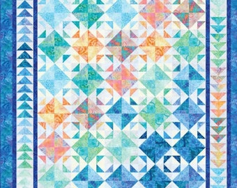 Quilt Top Fabric, Seaside Tens, Artisan Batiks, Robert Kaufman Fabrics, Layer Cake Squares, Ten Inch Squares, Blue, Green, Blush, Purple