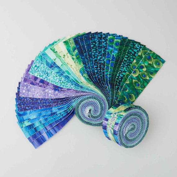 Jelly Roll Strips Quilting Fabric 20~2.5 Purple Green Yellow mix Cotton  Strips