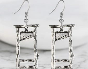 Silver plated gothic Guillotine earrings