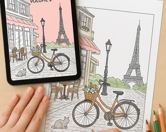 Pariser Malbuch: Cottagecore Line Art für Erwachsene (Digitaler Download)