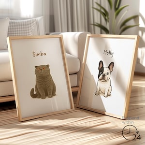 Hässliches hässliches lustiges Hund Katze Portrait vom Foto, individuelle hässliche Kunst, Haustier Erinnerung, Haustier Verlust