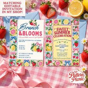 Summer Patchwork Seamless Pattern, Watercolor Lemon & Strawberry Digital Paper, Fruit Grid Surface Design, Commercial Use, Digital Download image 8