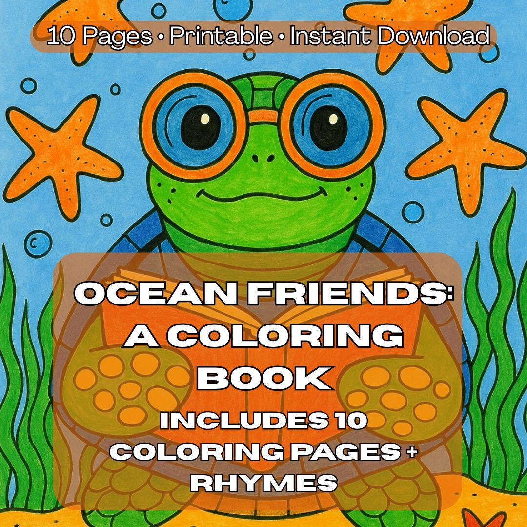Printable Ocean Animals Coloring Book With Rhymes | for Kids & Adults ...