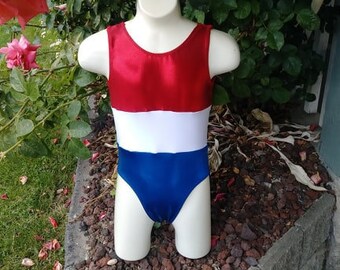 Patriotic United States of America  Red, White and Blue Leotard or Biketard