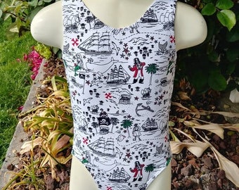 Pirate themed leotard, swimsuit, bathing suit for dance, gymnastics, swimming