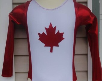 Patriotic Canadian Maple Leaf Leotard or Biketard