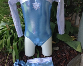 Disney Inspired Queen Elsa Frozen leotard shorts gift pack - Long Sleeved for dance, gymnastics, tumble etc