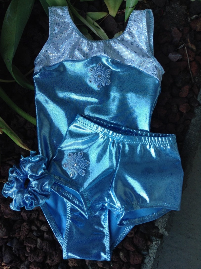 Disney inspired Elsa Frozen leotard shorts gift pack No Sleeve for dance, gymnastics etc image 1