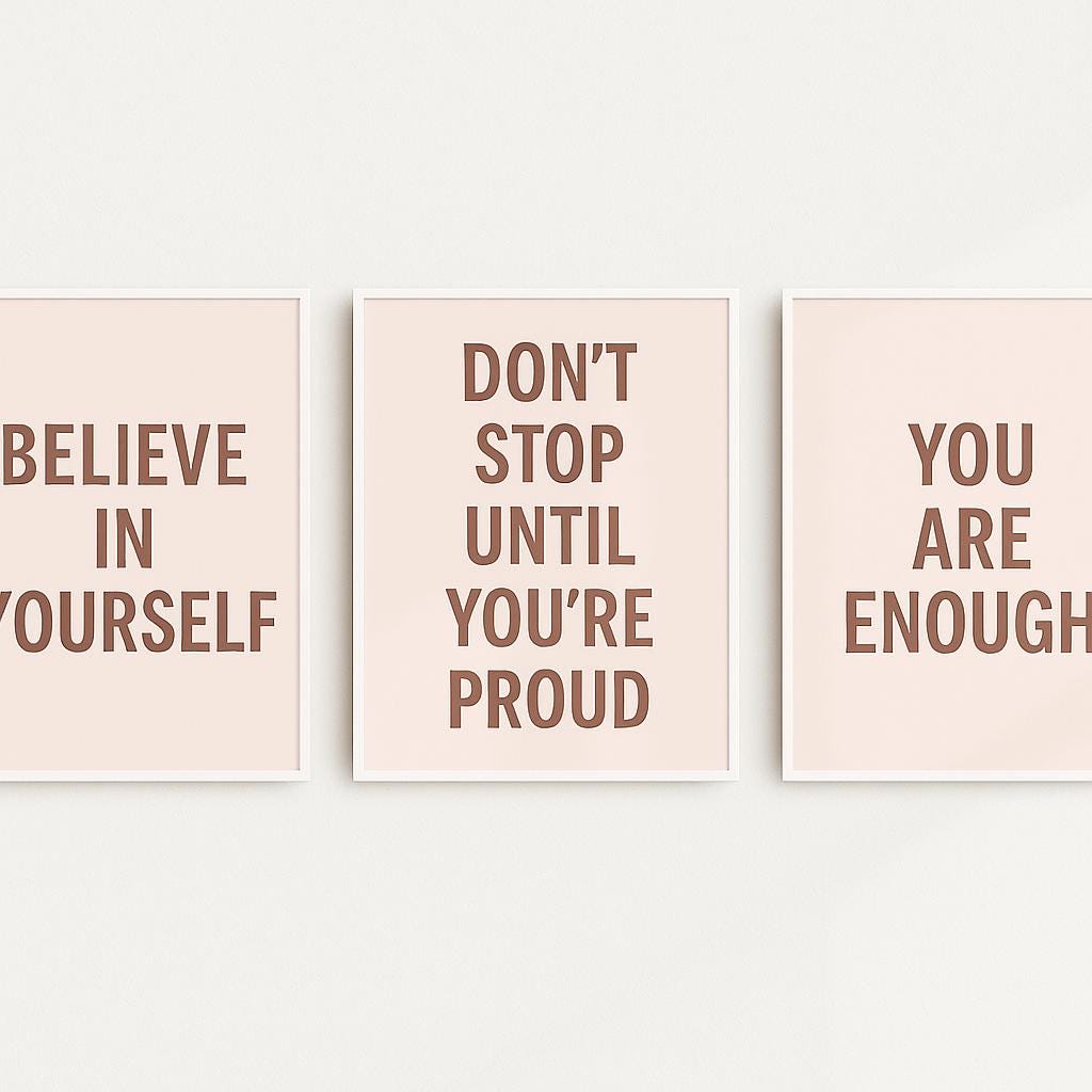 Minimalist Motivational Wall Art Set | Pink Aesthetic Printable Quotes ...