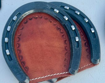 Handmade Leather Horseshoe Coasters – Set of 2