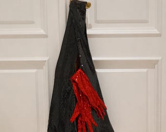 Schwarze Pailletten-Einkaufstasche - übergroße handgemachte funkelnde Einkaufstasche - Statement-Tasche