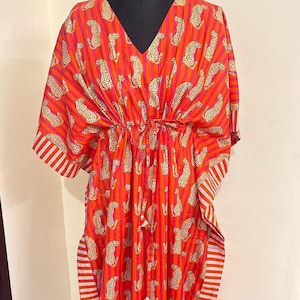 Indian Handmade Floral Cotton Kaftan,Women Dress Long Caftan,Dress Beach Cover up, Flower Hand Block Print Sleepwear Maxi Dress Kimono Rabe