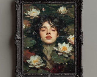 Victorian Ophelia Portrait: Dark Academia Gothic Wall Art (Digital Download