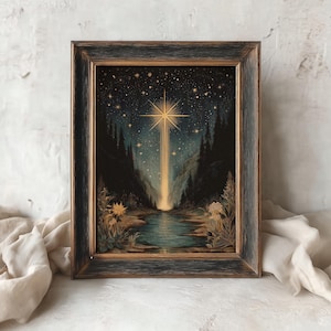 Celestial Star Art Print: Vintage Night Sky, Gothic Cottagecore (Digital Download)