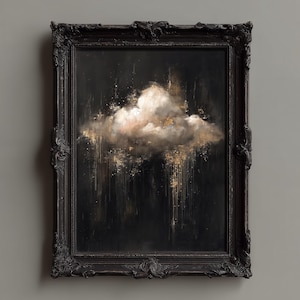 Moody Cloud Wall Art, Gothic Cottagecore Decor, Dark Academia Printable, Vintage Oil Style Cloud Painting, Atmospheric Bedroom Print