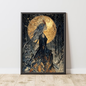 Fantasy Art Print: Ember Veil Forest Queen (Digital Download)